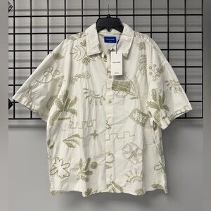 Jack and Jones Men's Shirt with White and Olive Designs